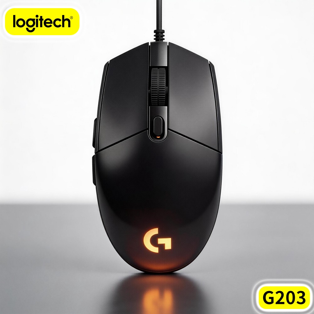 Logitech Mouse G203 - เมาส์เกมมิ่งแบบมีสาย Logitech G203 ใช้งานได้ยาวนาน สบายมือ ปรับแต่งไฟ