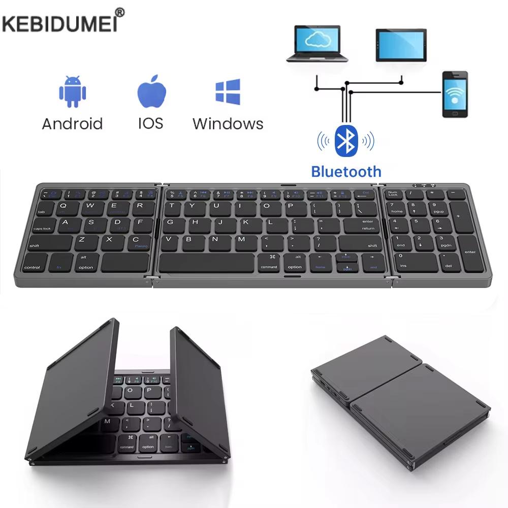 Gaming Keyboard Budget - คีย์บอร์ดบลูทูธไร้สายแบบพับได้ คีย์บอร์ดพับได้แบบชาร์จไฟได้สำหรับ iPad แท็บเล็ตมือถือ โน้ตบุ๊ก คีย์บอร์ดไร้สายขนาดเล็กสำหรับสำนักงาน