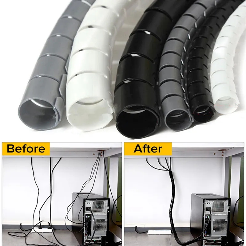 Coiled Usb Cable - 1/2M ยืดหยุ่น SPIRAL CABLE Organizer คลิปเก็บท่อสายไฟ