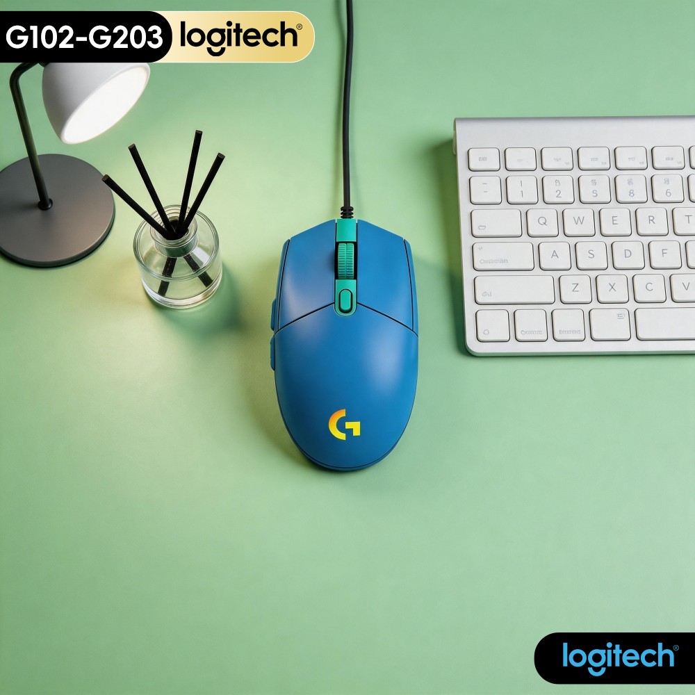 Logitech Mouse G203 - G102 โลจิเทค G203 เมาส์, รูปทรงสำหรับเล่นเกมแบบ Lightsync