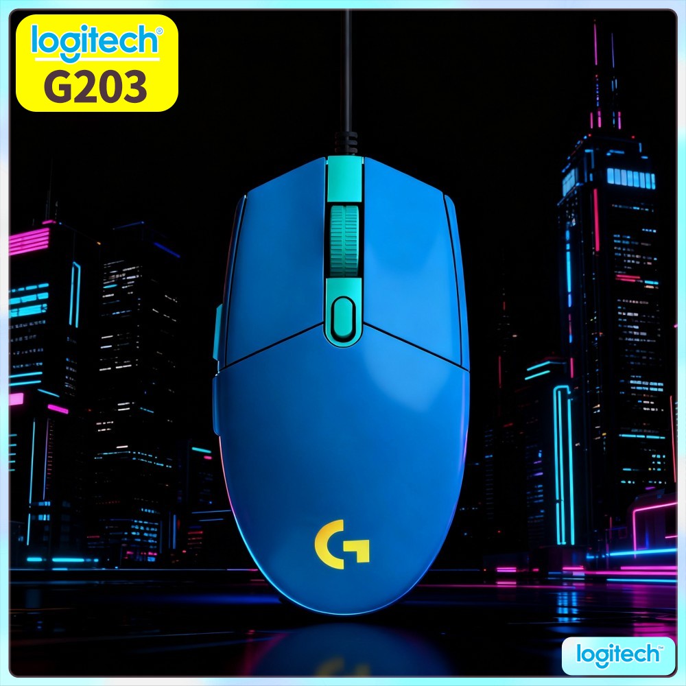 Logitech Mouse G203 - เมาส์เกมมิ่งแบบมีสาย Logitech G203 พร้อมตัวเลือกไฟ RGB มากมาย