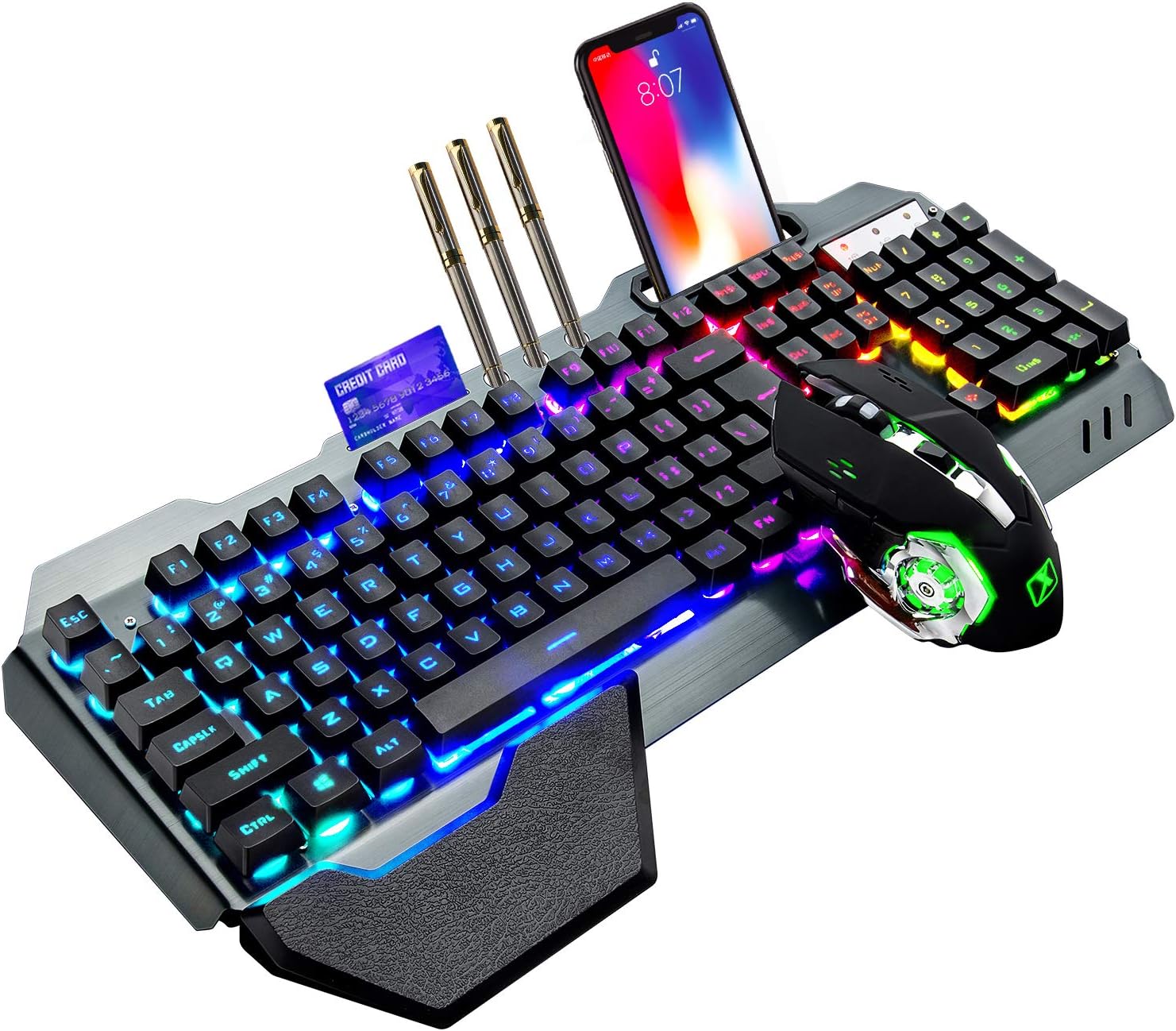 Gaming Keyboard Extension - K680 คีย์บอร์ดเกมไร้สายและเมาส์ Combo,Rainbow LED Backlit คีย์บอร์ดแบบชาร์จไฟได้