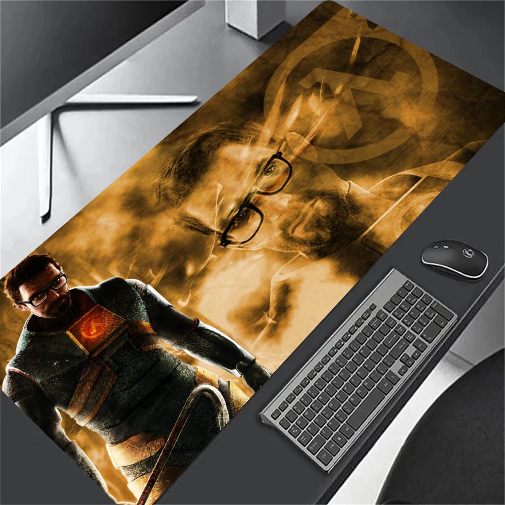 Gaming Keyboard Half - แผ่นรองเมาส์เกมมิ่งขนาดใหญ่ Half Life สีดำ แผ่นรองโต๊ะกันลื่น ขอบเย็บอย่างดี