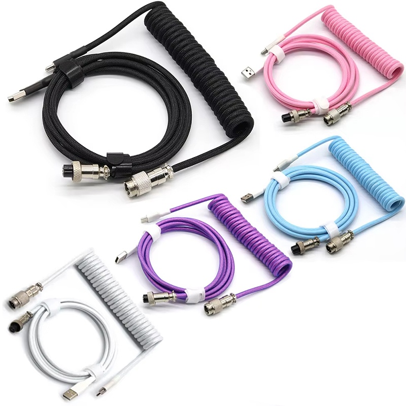 Coiled Usb Cable - สายเคเบิลแบบขดสำหรับคีย์บอร์ดแบบกลไก สายเคเบิลแบบ Aviator Type-C ต่อเข้ากับ USB