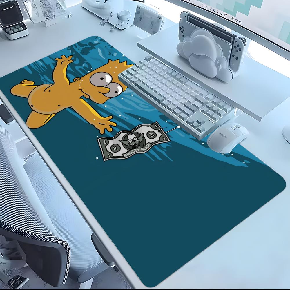 Gaming Keyboard Higround - การ์ตูน The S-Simpsons-S แผ่นรองเมาส์ แผ่นรองเมาส์แล็ปท็อป แผ่นรองโต๊ะสำนักงานขนาดใหญ่สีดำ