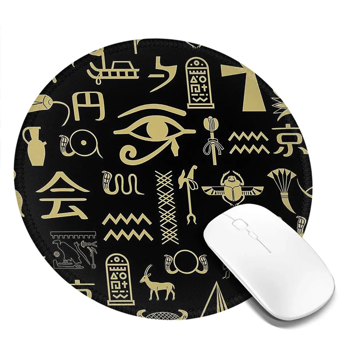 Gaming Keyboard Egypt - เทพเจ้าแห่งอียิปต์โบราณ โฮรัส และอันูบิส ฟาโรห์อียิปต์ แผ่นรองเมาส์ทรงกลม แผ่นรองเมาส์คีย์บอร์ดคอมพิวเตอร์