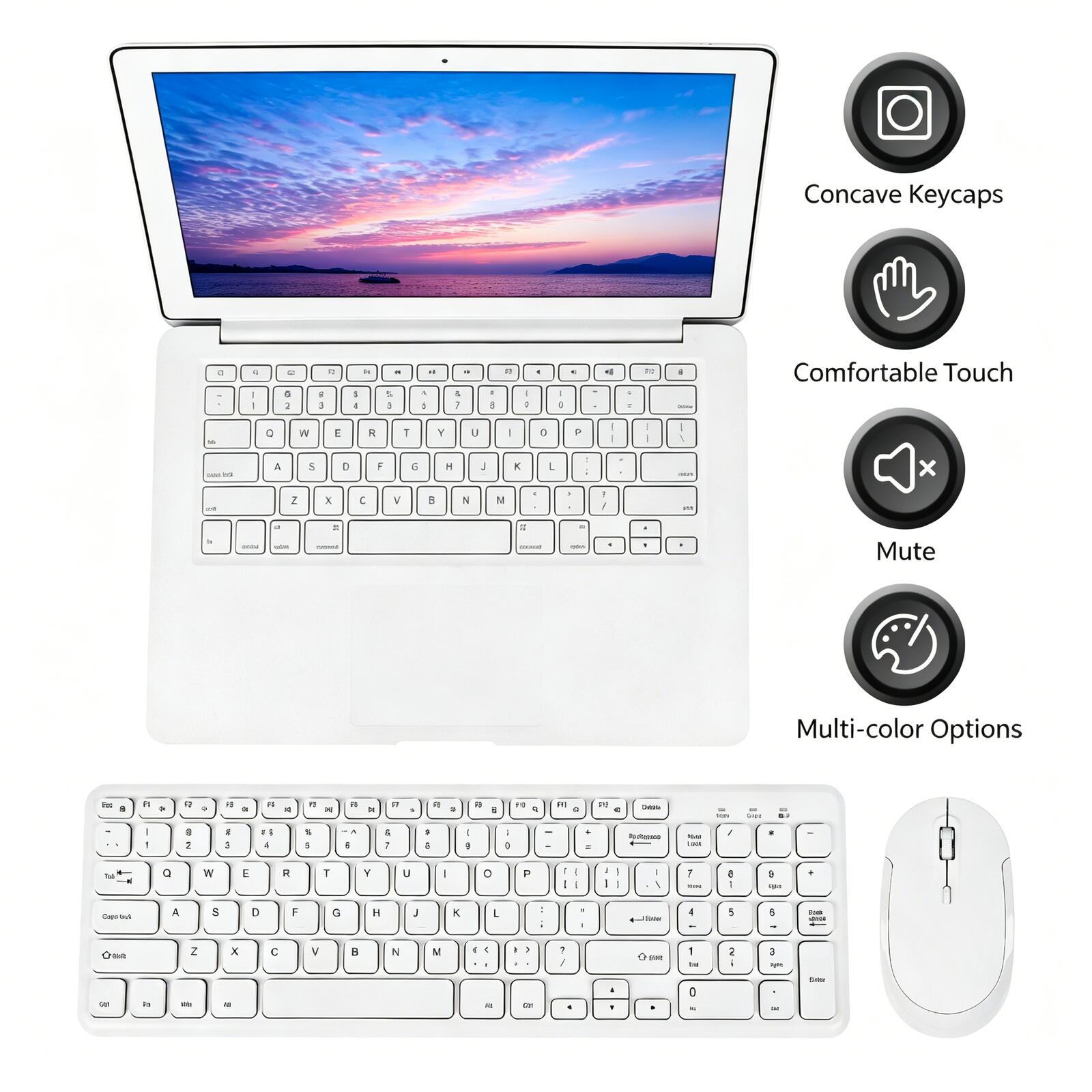 Gaming Keyboard And Mouse Combo Wireless - ชุดคีย์บอร์ดและเมาส์ไร้สาย 2.4G ลดราคาพิเศษ ดีไซน์บางเฉียบ เงียบ ใช้งานสะดวก