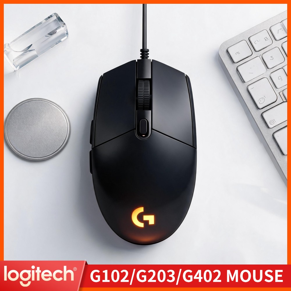 Logitech Mouse G203 - เมาส์เกมมิ่งแบบมีสาย Logitech G203 ปุ่มตอบสนองรวดเร็ว ดีไซน์กะทัดรัด ไฟ