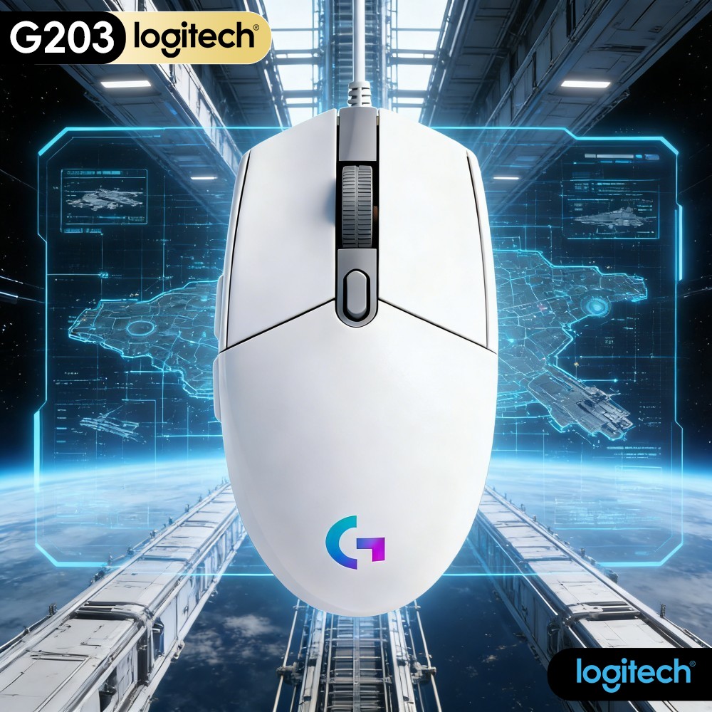 Logitech Mouse G203 - เมาส์เกมมิ่งแบบมีสาย Logitech G203 ใช้งานสะดวกแบบ Plug-and-Play ปรับค่า