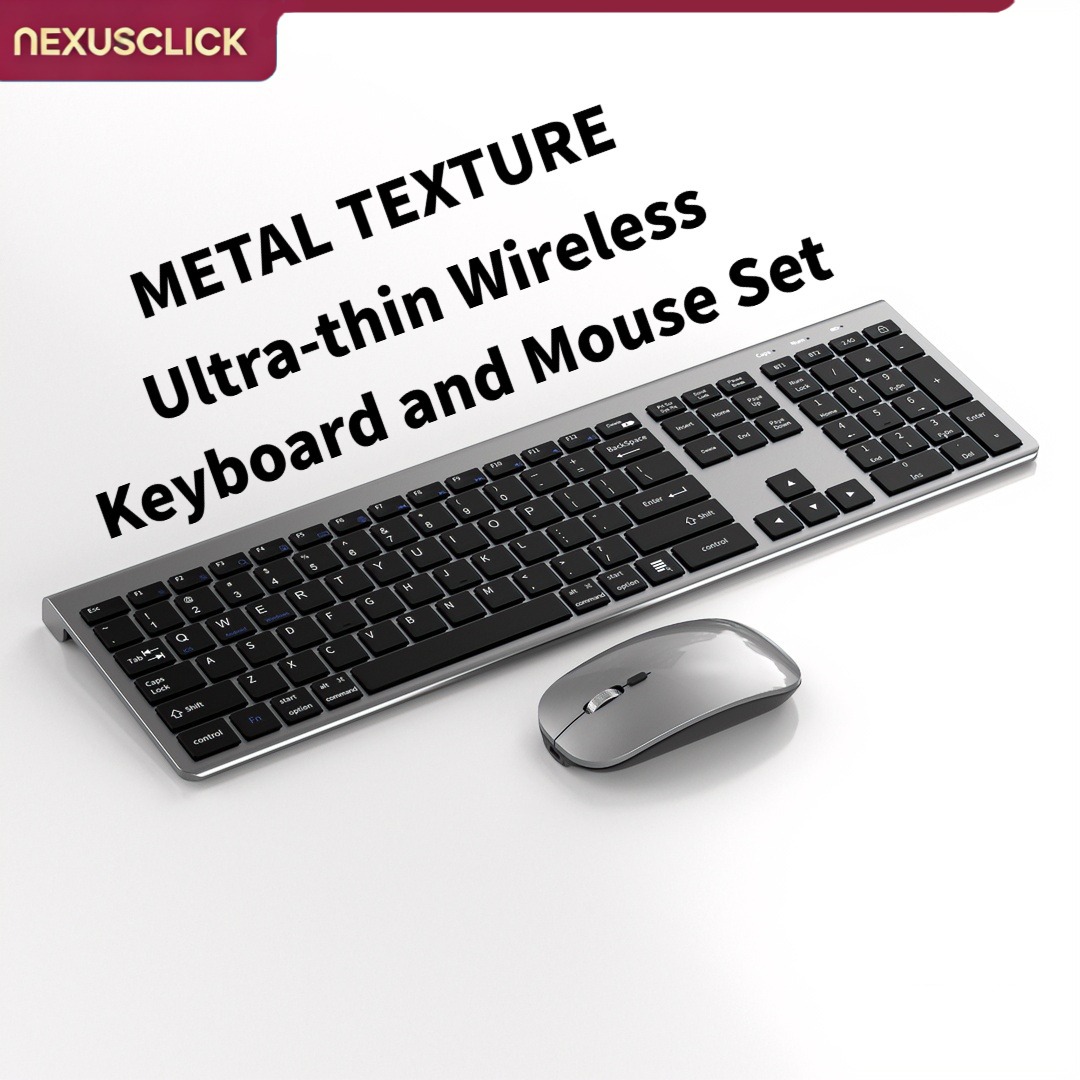 Gaming Keyboard And Mouse Combo Wireless - NexusClick คีย์บอร์ดและเมาส์ไร้สาย 104 ปุ่ม แบบสามโหมด สำหรับสำนักงาน