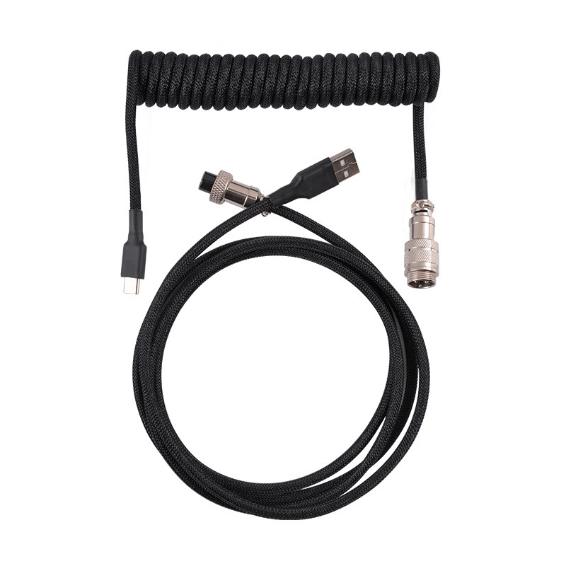 Coiled Usb Cable - ประเภท C คีย์บอร์ดขดสายประเภท C USB คีย์บอร์ด