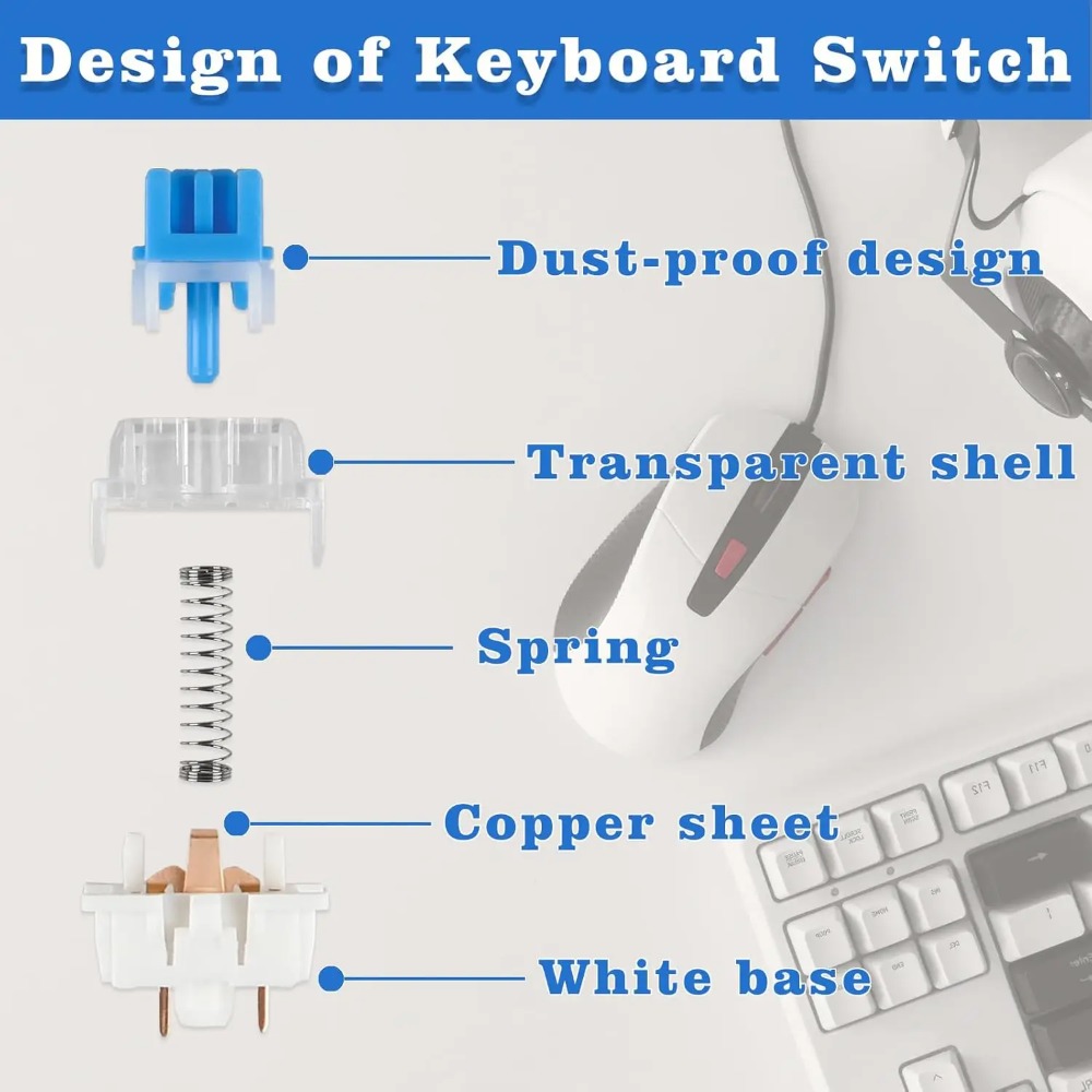 1-150 ชิ้น 3 พิน DIY สวิตช์คีย - Gaming Keyboard Blue บทวิจารณ์และราคา