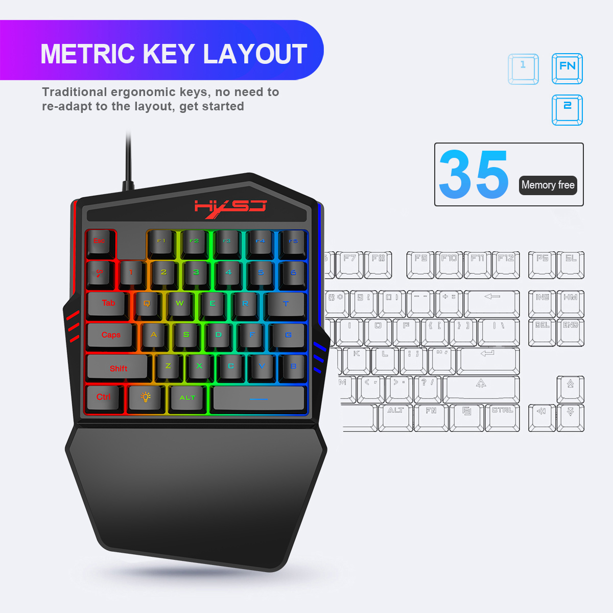 HXSJ V100 V100-2 35คีย์บอร์ดมื - Gaming Keyboard Half บทวิจารณ์และราคา