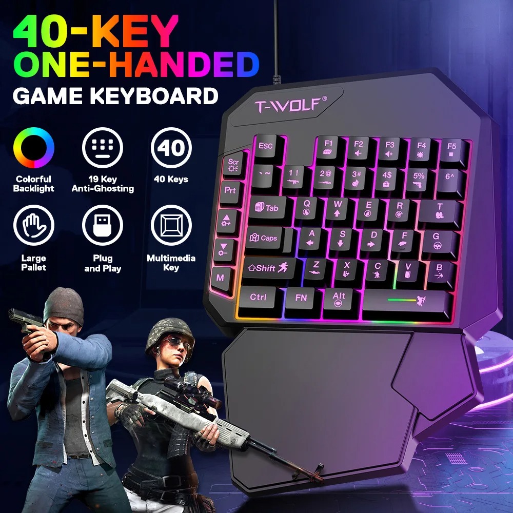 คีย์บอร์ดเกมมิ่ง RGB 5 in 1 พร - Gaming Keyboard 1 Hand บทวิจารณ์และราคา