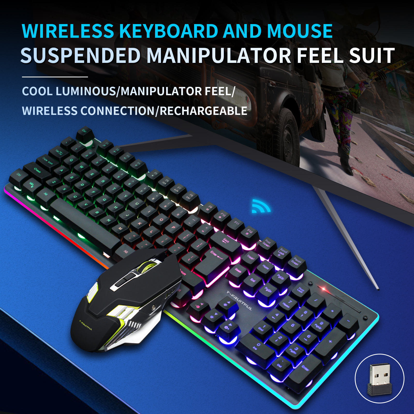 104 คีย์ RGB คอมพิวเตอร์ไร้สาย - Gaming Keyboard And Mouse Combo Wireless บทวิจารณ์และราคา
