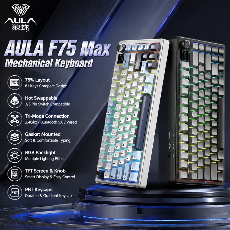 คีย์บอร์ดกลไก AULA F75 Max รูป - Gaming Keyboard Hot Swappable บทวิจารณ์และราคา