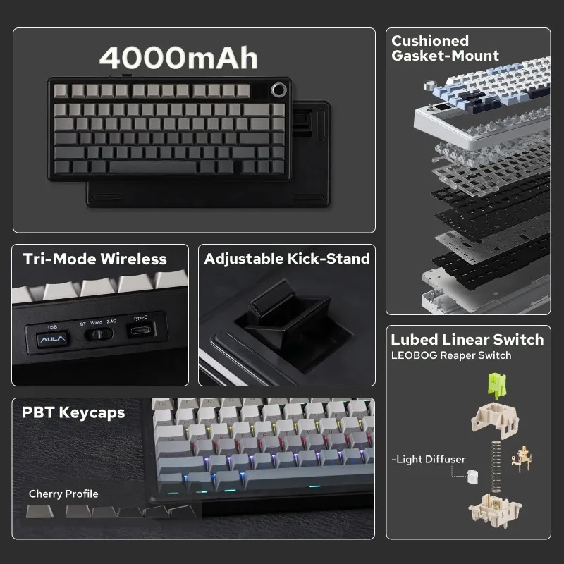 คีย์บอร์ดกลไก AULA F75 Max รูป - Gaming Keyboard Hot Swappable บทวิจารณ์และราคา