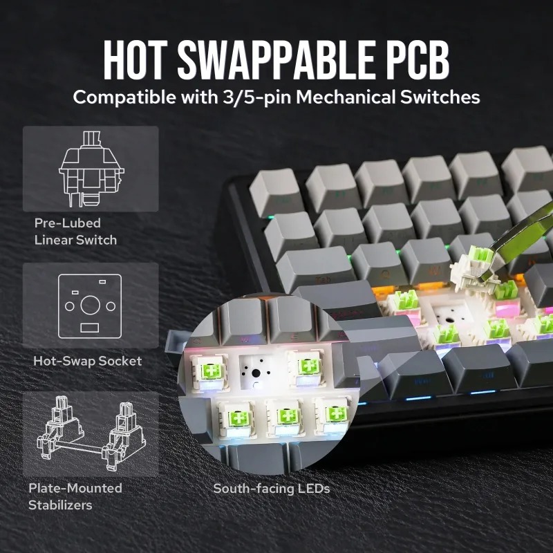 คีย์บอร์ดกลไก AULA F75 Max รูป - Gaming Keyboard Hot Swappable บทวิจารณ์และราคา