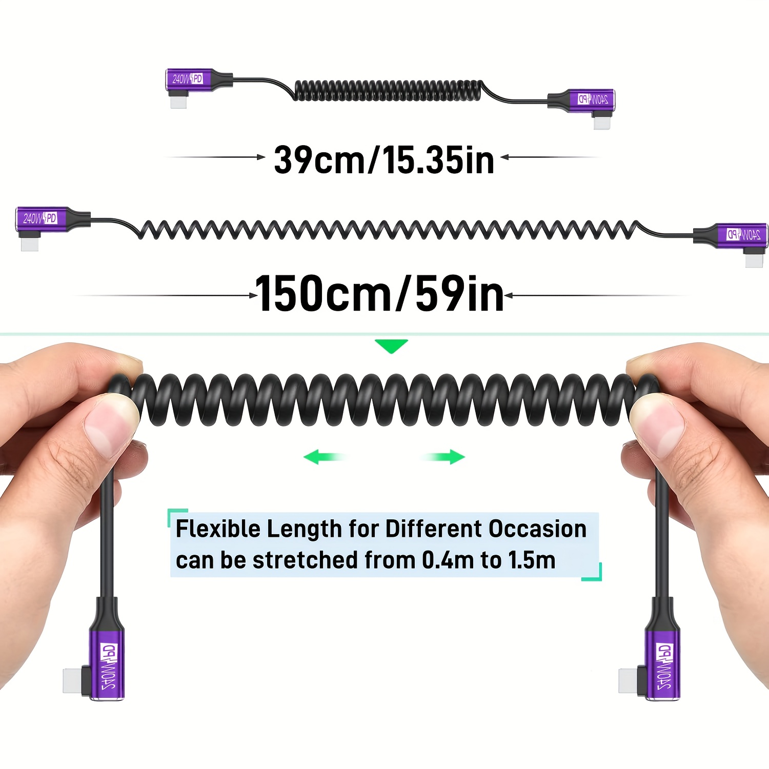 สายเคเบิล USB-C ถึง USB-C แบบข - Coiled Usb Cable บทวิจารณ์และราคา