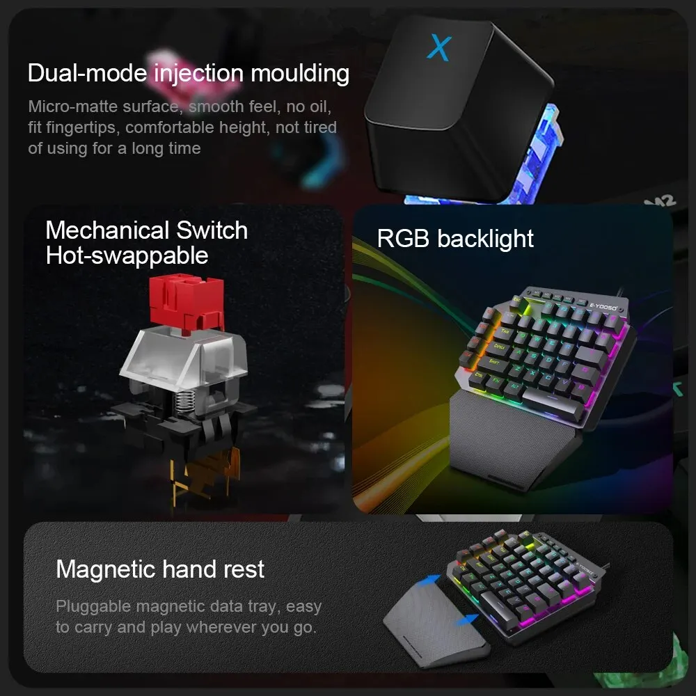 E-YOOSO K700 RGB One-handed Me - Gaming Keyboard 1 Hand บทวิจารณ์และราคา